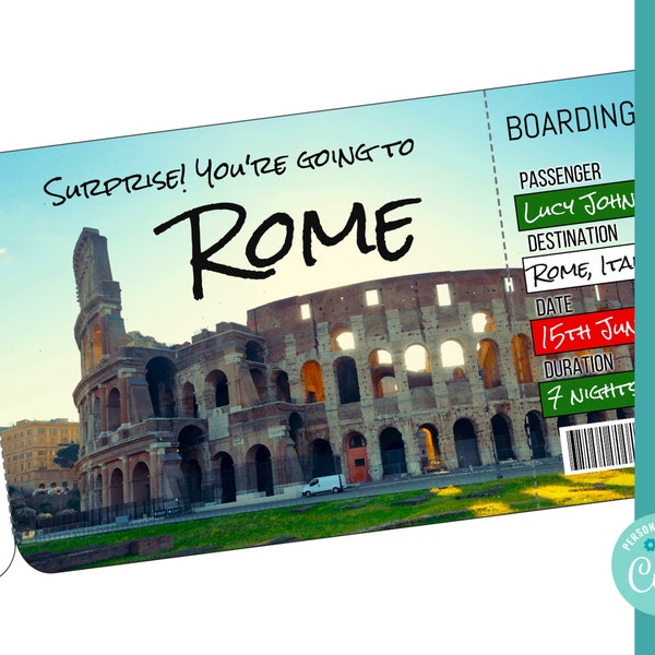 Rome Boarding Ticket Etsy UK