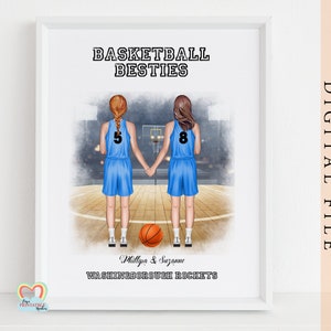 basketbal geschenken afdrukbare basketbal besties kunst aan de muur gepersonaliseerd basketbal cadeau voor dochter meisje beste vriend digitale pdf afstuderen