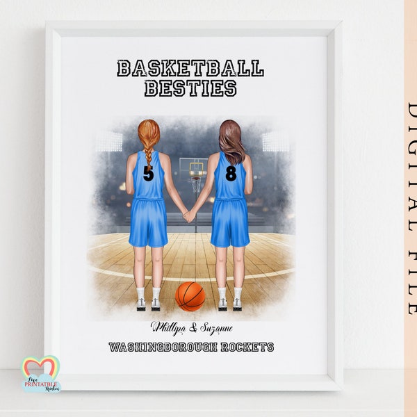 basketball gifts printable basketball besties wall art personalised basketball gift for daughter girl best friend digital pdf graduation
