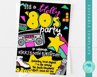 80s Theme Invitation Etsy France 80s Theme Invitation Etsy France