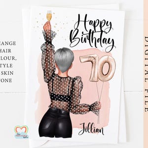 Carte d'anniversaire numérique personnalisée pour maman, soeur, meilleure amie ou cousine - Personnalisable et téléchargement numérique - impression à la maison PDF