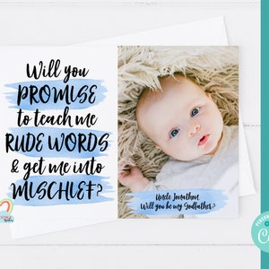 Cartão de padrinho EDITÁVEL você será meu padrinho para impressão proposta de padrinho download instantâneo modelo de cartão de padrinho engraçado foto corjl