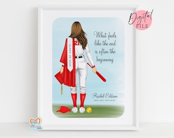 Personalized Softball Graduation Print: Class of 2025 Gift (Digital JPG File)