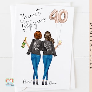 sister 40th birthday card printable personalised 40th birthday card cheers to 40 years custom sister 40 gift print birthday card big sis