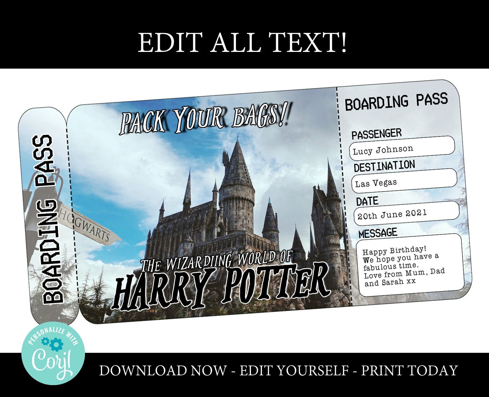 printable universal studios surprise trip tickets