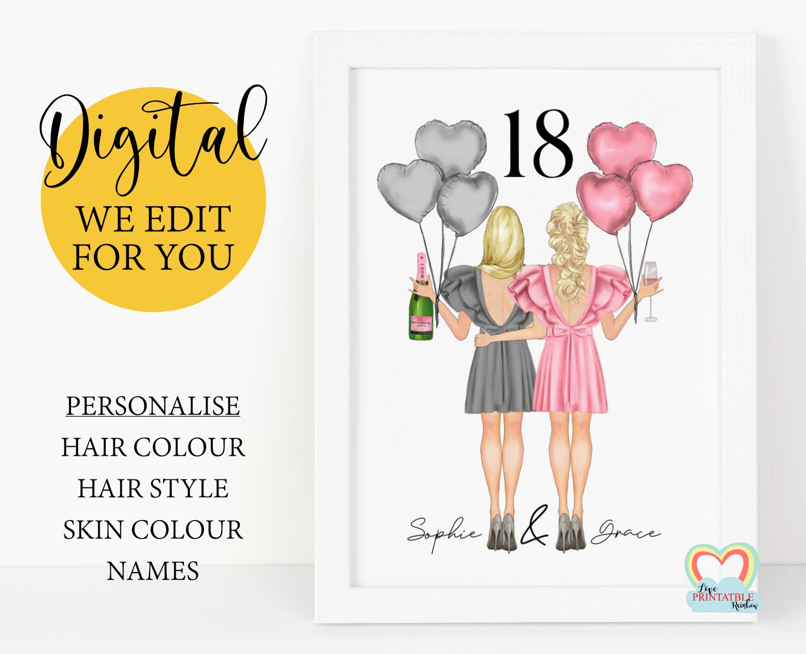 Benutzerdefinierte 18. Geburtstag Druck für beste Freundin Etsy