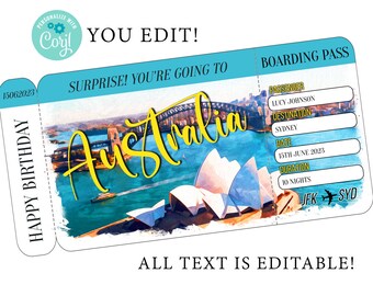 Editable Boarding Pass Ticket Surprise Airplane Ticket - Etsy
