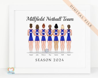 netball team gifts printable netball wall art personalised netball gift for daughter girl netball team digital pdf