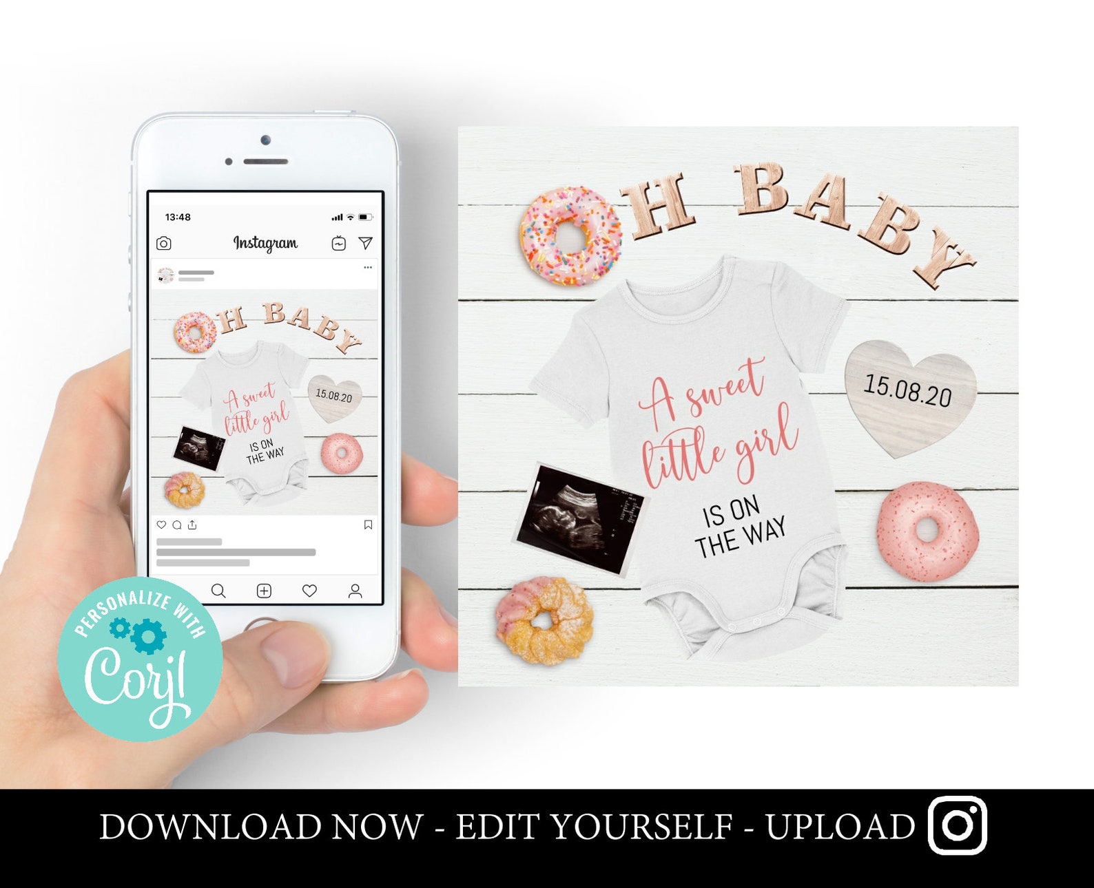 It's a girl donut pregnancy announcement digital oh baby | Etsy