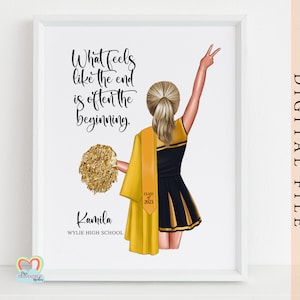 Cheerleader graduation printable Gift Cheerleader Illustration Cheerleader print diy Personalised Cheerleader class of 2023 editable corjl