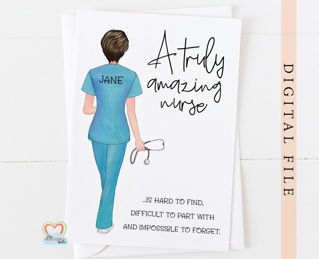 Personalised Nurse Card Printable Thank You Nurse Card Printable Nurse