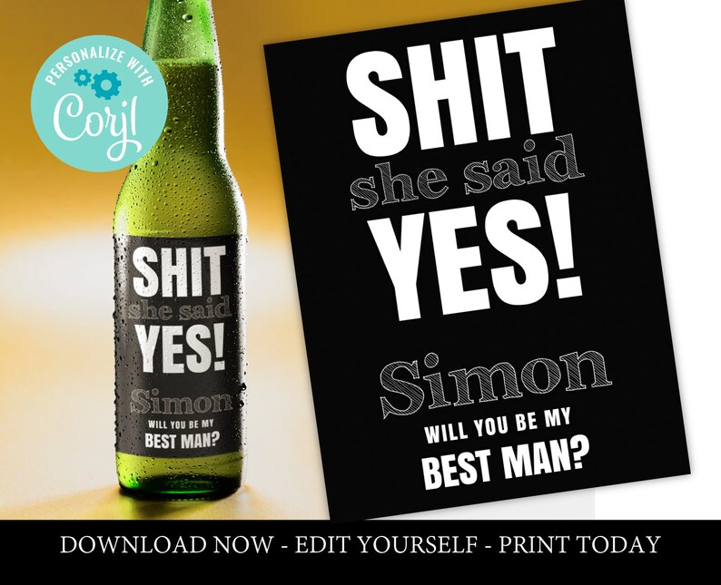 best man beer bottle label template printable funny usher etsy
