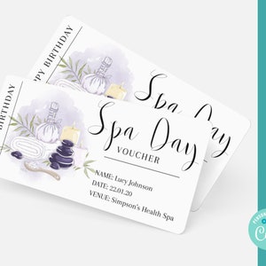 Spa-dag cadeaubon afdrukbare bewerkbare spa-cadeaubon Spa-dag cadeau afdrukbare gepersonaliseerde spa-dag cadeaubon