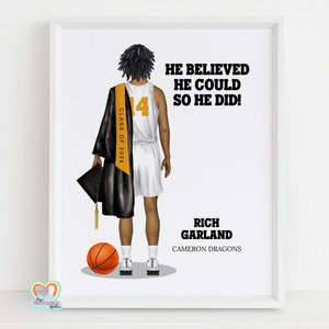 personalized basketball graduation print, basketball graduation printable, editable graduation print, basketball gift, class of 2024