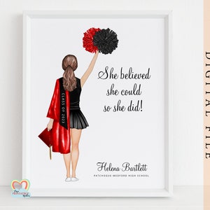 personalized cheerleader graduation print, cheer girl graduation printable, editable graduation print, cheerleader gift, class of 2023