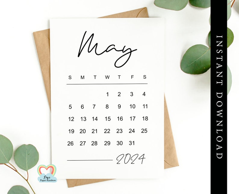 May 2024 Calendar Printable Baby Due Date May 2024 Etsy