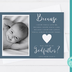 Cartão de padrinho EDITÁVEL, você será meu padrinho para impressão, download instantâneo de proposta de padrinho, padrinho corjl, download de poema de padrinho
