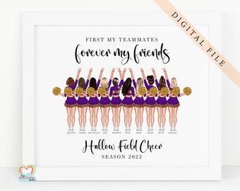 best friends cheer print, personalized cheerleader print, cheerleader gift, custom cheerleader print, cheer printable, best friends gift