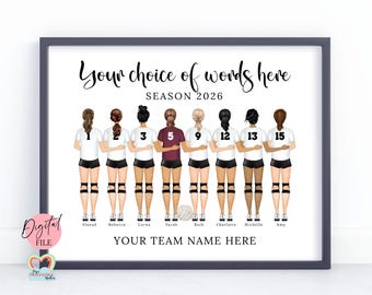 volleyball team print, volleyball team gifts, volleyball graduation, volleyball wall art, girl volleyball, teamwork makes the dream work