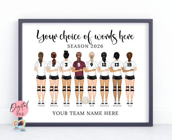 volleyball team print, volleyball team gifts, volleyball graduation, volleyball wall art, girl volleyball, teamwork makes the dream work