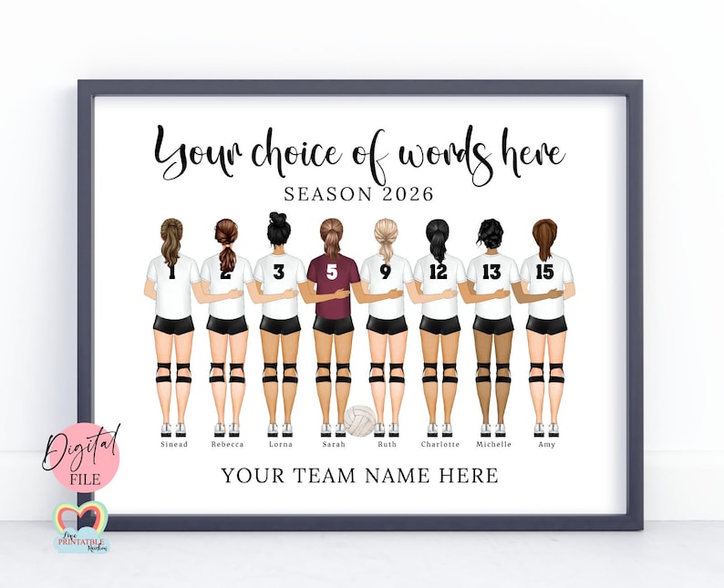 volleyball team print, volleyball team gifts, volleyball graduation, volleyball wall art, girl volleyball, teamwork makes the dream work image 1