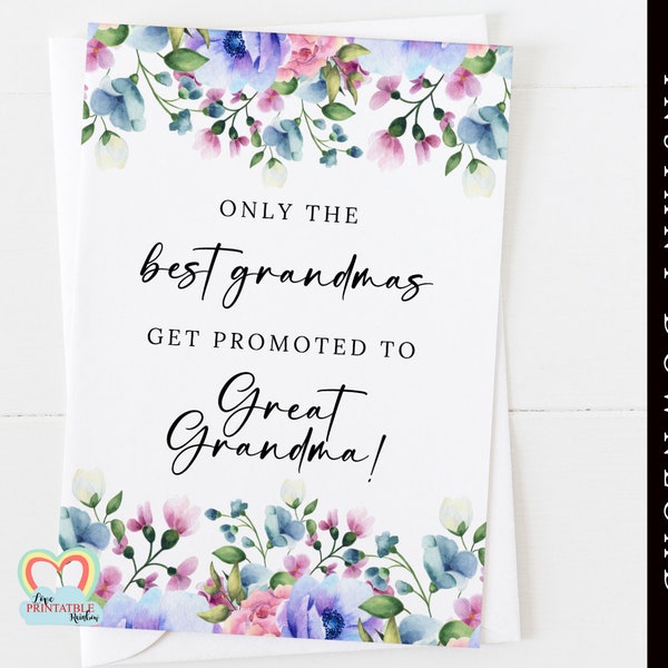 only the best grandmas get promoted to great grandma printable pregnancy announcement digital download print at home diy i'm pregnant reveal