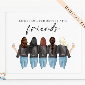 cartão personalizado 5 melhores amigos para impressão citação de melhor amigo download digital sinto sua falta melhores amigos a vida é melhor com amigos diy pdf