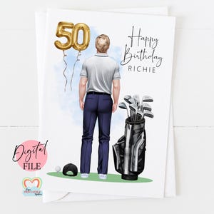 Personalisierte Golf Geburtstagskarte für Ihn | Digitale Golf Karte zum 50. Geburtstag | Personalisiertes Golf Printable für Männer | Golfspieler Geschenk für Papa