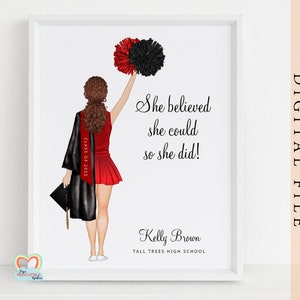 Cheerleader graduation printable Gift Cheerleader Illustration Cheerleader print diy Personalised Cheerleader class of 2021 2022