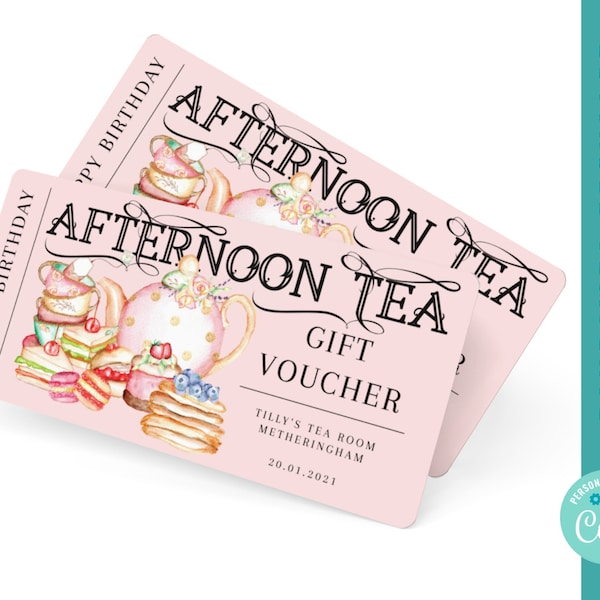 afternoon tea gift voucher printable editable template high tea gift printable personalised birthday voucher cream tea