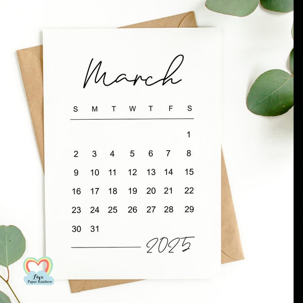 March 2025 calendar printable | baby due date March 2025 | pregnancy announcement March 2025 | instant download | save the date March 2025