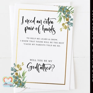 você será meu padrinho cartão para impressão preciso de um par extra de mãos padrinho poema proposta folhas de eucalipto ouro floral ouro moderno