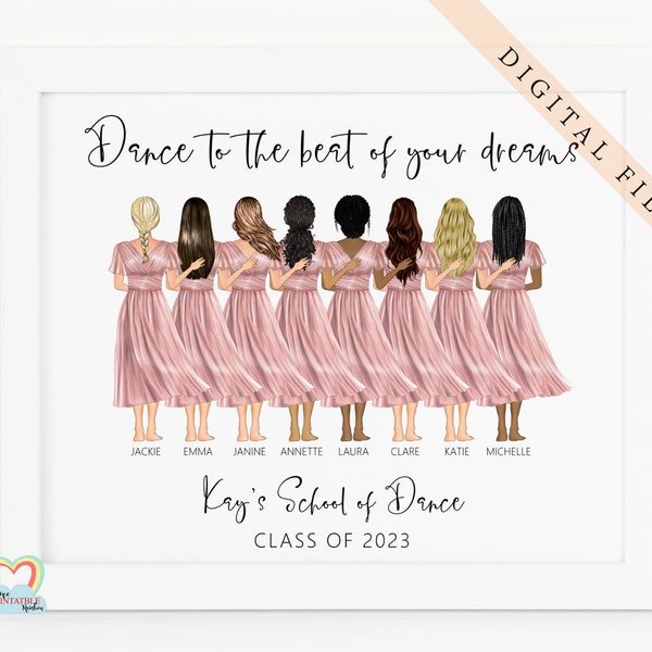 dance team gift best friends dance group dance to the beat of your dreams contemporary modern ballet graduation printable pdf digital diy