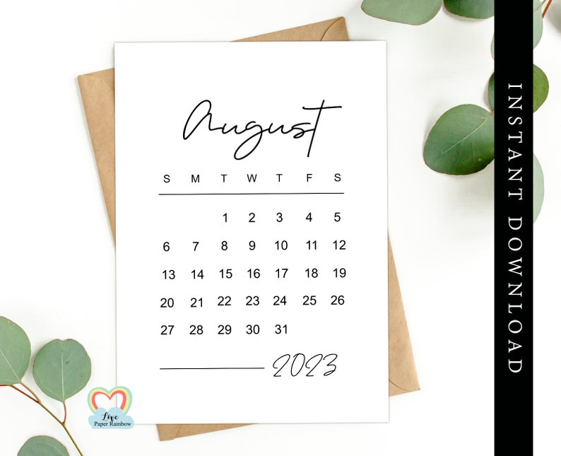 August 2023 Calendar Printable Baby Due Date August 2023 Etsy Hong Kong