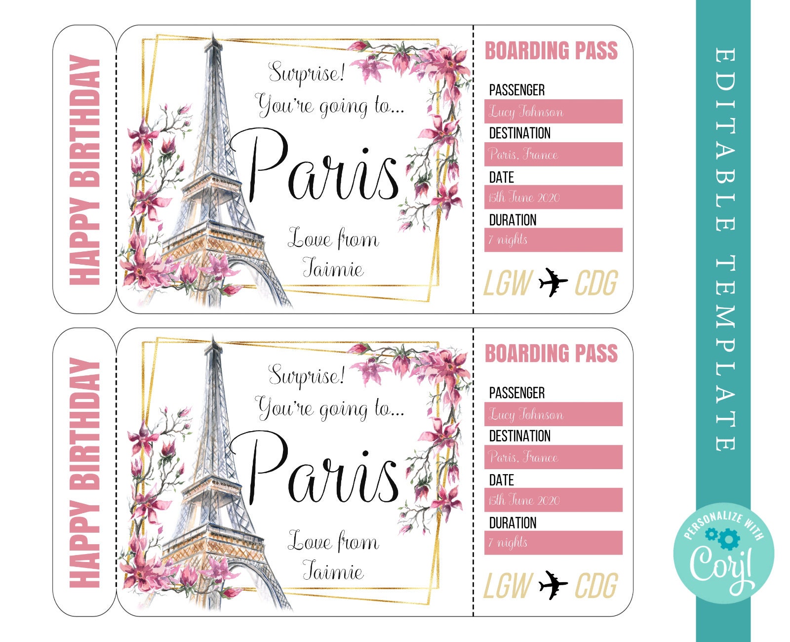 French Boarding Pass Template
