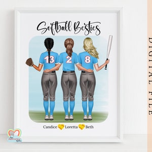 softball best friends, personalized softball graduation print, softball girl graduation printable, editable graduation print, softball gift