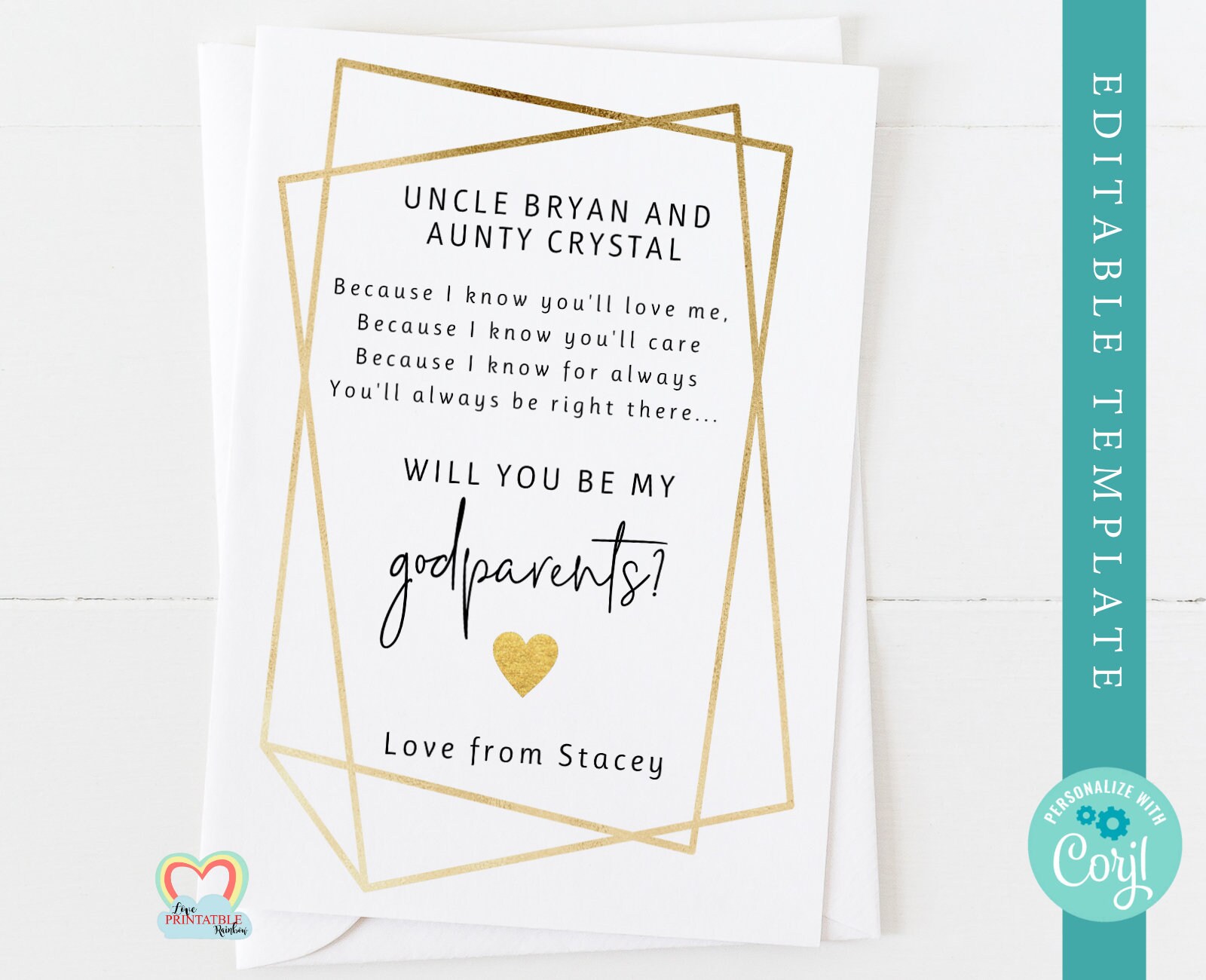 EDITABLE Godparents Card Will You Be My Godparents Printable Etsy