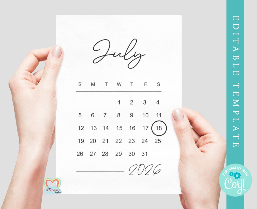 July 2026 Calendar Printable Baby Due Date July 2026 Pregnancy