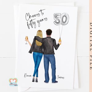 namorado 50º aniversário cartão para impressão personalizado marido 50º aniversário cartão brindes aos 50 anos retrato personalizado corjl cartão personalizado noivo