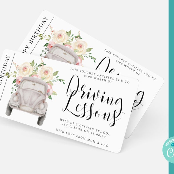 Driving Lesson Voucher Template Etsy