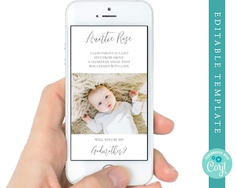 Godmother Proposal E-Card: Editable Guardian Angel Template (Digital Download)