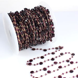 Garnet Rosary, Garnet Briolette Beads, 3-4mm Garnet Rosary Chain,  Handmade Rosary Chain, 925 Sterling Silver Rosary, Free Shipping