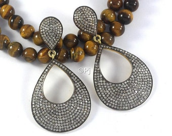 Pear Diamond Earrings: Pave Sterling Silver Dangle Earrings