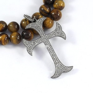 Pave Diamond Cross Pendant, Cross Pendant Jewelry, Religious Cross Pendant, 925 Sterling Silver, Birthday Anniversary Gift, Free Shipping