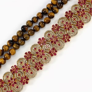 Ruby & Diamond Bracelet, Natural Ruby Diamond Flower Bracelet, Pave Diamond Jewelry, Designer Ruby Bracelet, Gift Jewelry, Free Shipping