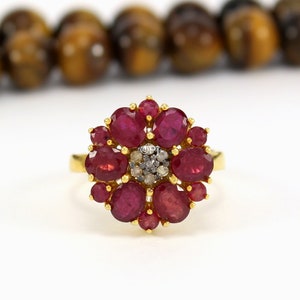 Ruby Diamond Ring, Natural Ruby Pave Diamond Ring, 925 Sterling Silver, Ruby Gemstone Ring, Birthday Wedding Gift Jewelry, Free Shipping