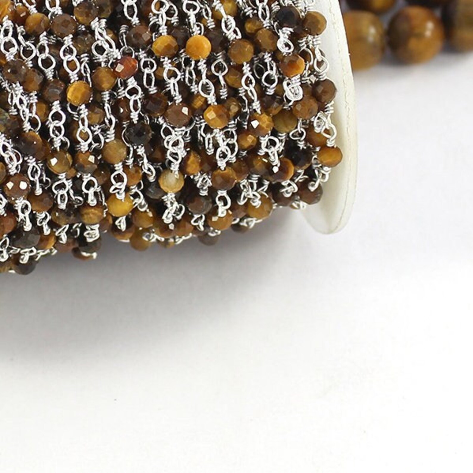 Perles Facettées Oeil De Tigre 32 Cm - Pierre Naturelle, Pour Création Bijoux DIY !