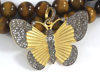 Pave Diamond Butterfly Pendant: 925 Sterling Silver Party Jewelry