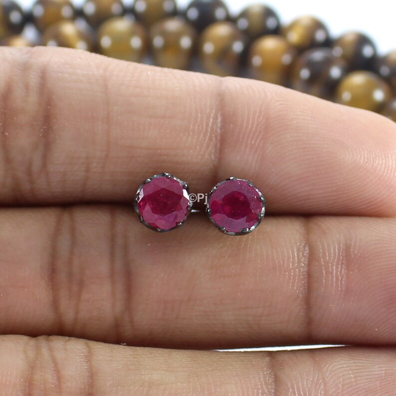 Natural Ruby Stud Earring Ruby Stud Genuine Red Ruby | Etsy