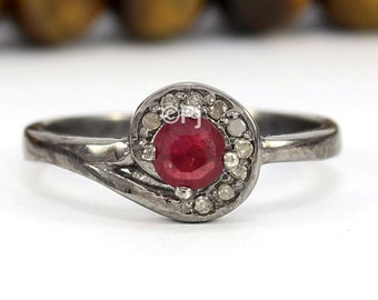 Natural Ruby Ring, 925 Sterling Silver Gemstone Ring, Handmade Birthstone Jewelry Gift For Her